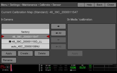 Sensor Calibration Menu